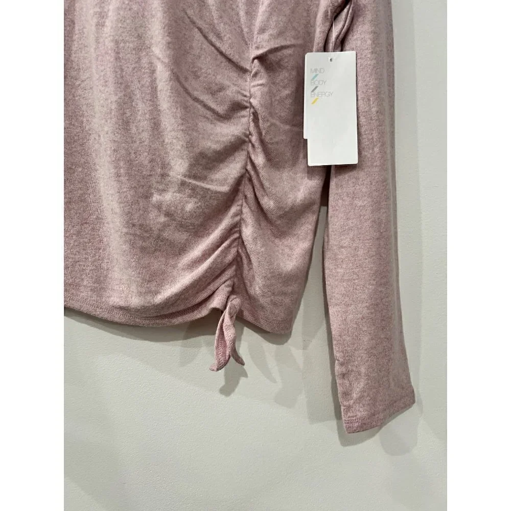 New Zella Size Girl's L (10/12) Soft Hoodie Shirt cinch ribbon front Stretchy